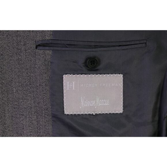 Hickey-Freeman Gray/Black Herringbone Tweed Wool 3-Btn Blazer Sportcoat 42L - Picture 9 of 10
